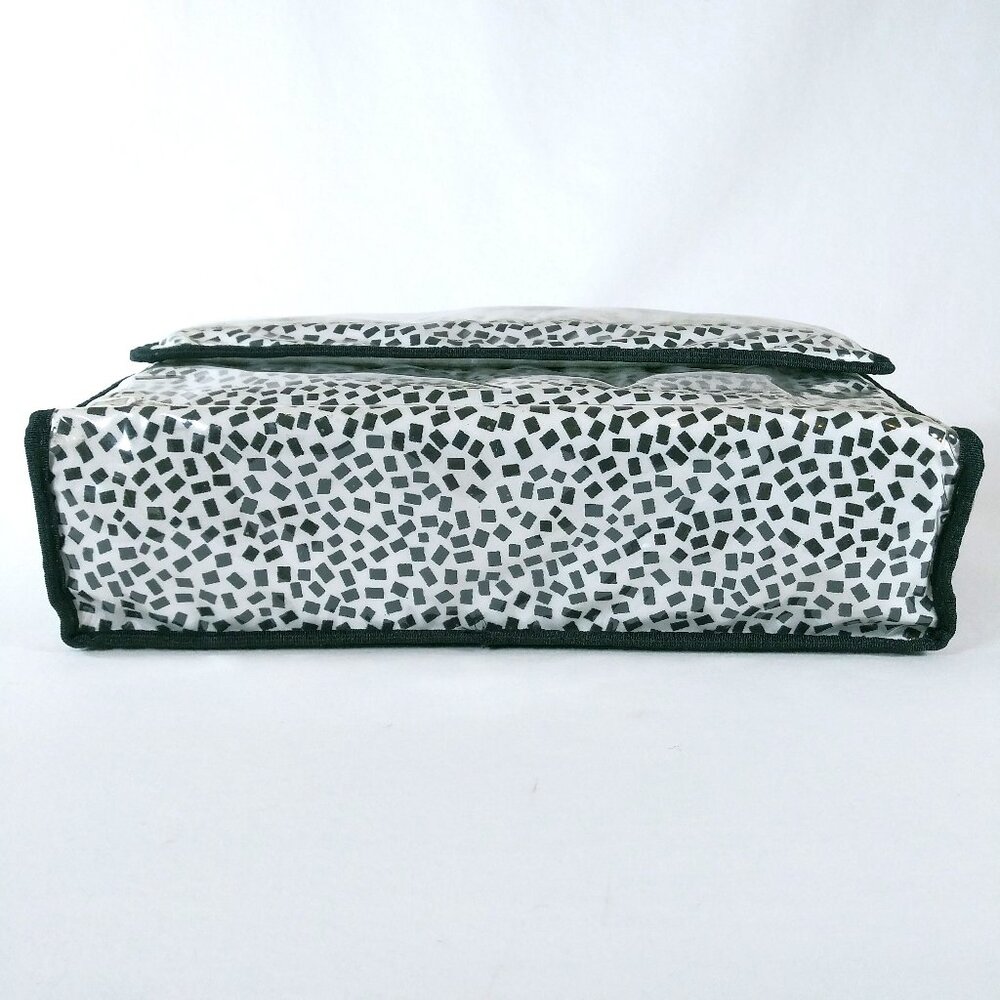 Vintage Makeup Bag Lancome Black/White Hinged Zipper/Pocket Square Collectible